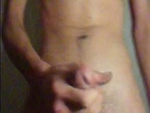 Jacking off teen with cum