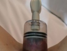 Big clit close-up pussy pump