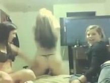 3 girls have fun on webcam