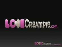 Love Creampie Passionate sensual love and internal cum with slim brunette