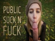 Público Suck N 'Fuck - Creampie Al Aire Libre
