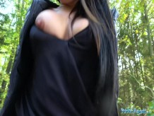 Public Agent Tight busty minx Czech pussy fucked doggystyle in forest