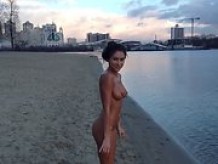 ukrainian girl innuska nude on winter beach