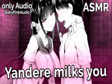 ASMR - Yandere te ordeña (paja, mamada, BDSM) (Juego de rol de audio)