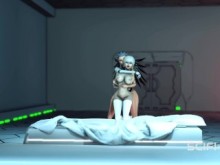 Una joven y caliente chica espacial es follada por una androide futanari
