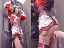 Liga de la leyenda Ahri cosplayer atada, hentai japonés travesti cosplay 12