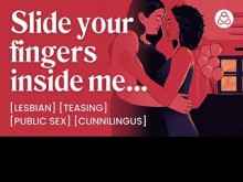 ASMR Lesbian Audio Porn: Friends-Lovers Reunion con dedos públicos y cunnilingus-para mujeres