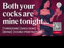 ASMR Audio Porn: MMF Threuge con BDSM, doble penetración y intercambio de gallos - Audio erótico para mujeres