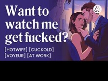 ASMR Audio Porn: Esposa follada por el jefe de su marido mientras él mira - Esposa caliente, cornudo y sexo en la oficina - Historia erótica en audio para mujeres