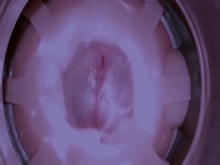 Gran corrida dentro de Fleshlight: charla sucia, orgasmo con gemidos fuertes