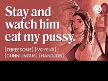 ASMR Audio Porn: A una profesora caliente le comen el coño después de clase - Trío FFM, mamada y sexo voyeur - Historia de audio erótica para mujeres